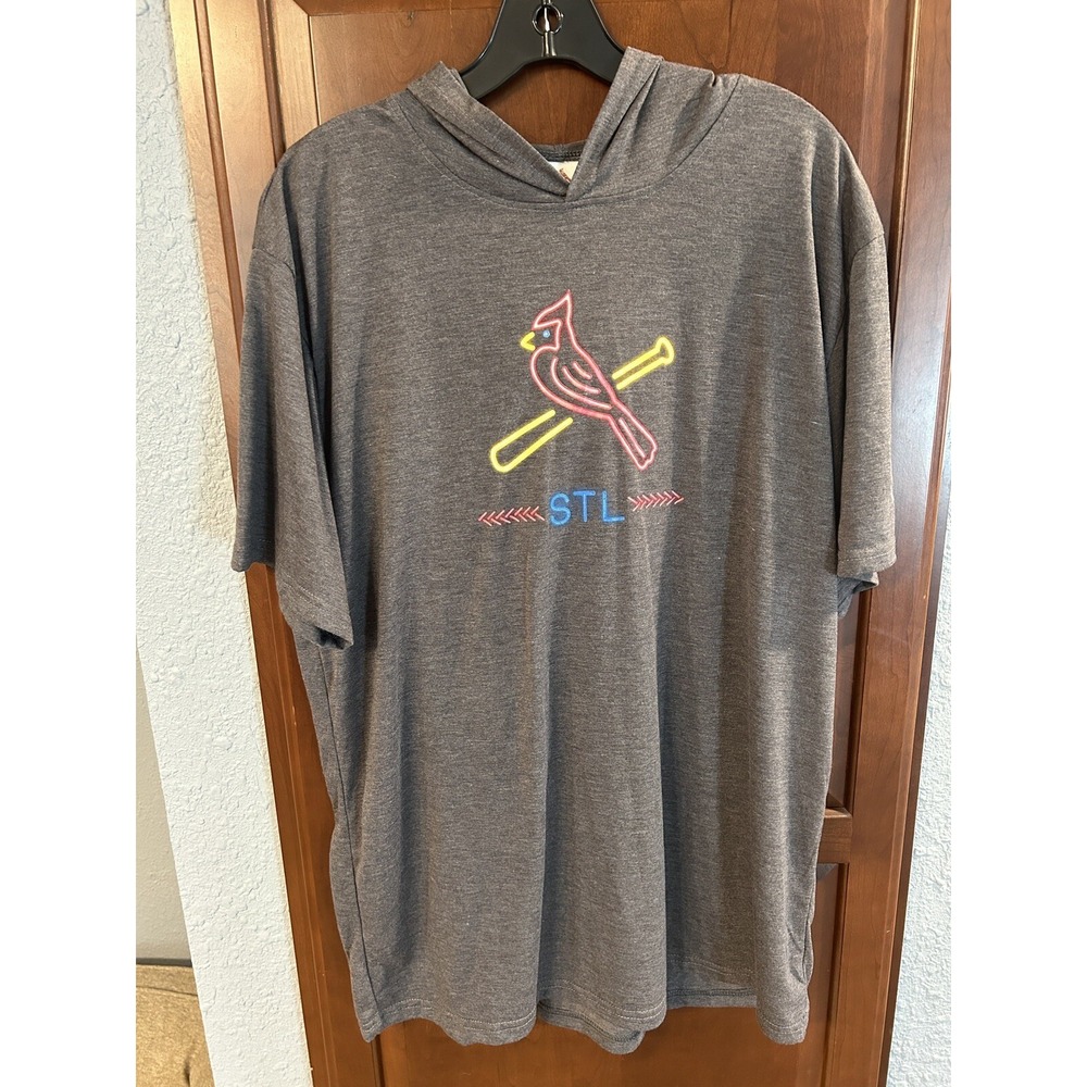 St. Louis Cardinals Fan Promo Adult XL Gray Short Sleeve Hooded T-Shirt Shane Co